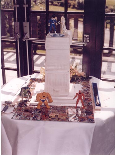 [The cake - aka the Fantastic Four's Baxter Building!!]